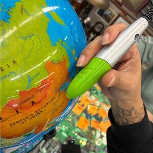 Interactive Learning Globe with Green Stylus